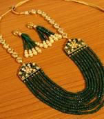 Kundan Meenakari Emerald Multi String Necklace