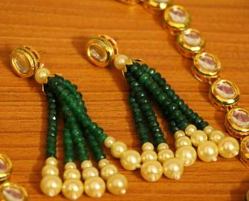 Kundan Meenakari Emerald Multi String Necklace 3