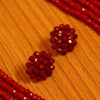 5 Line Ruby Colour Multi Sting Necklace Set 3