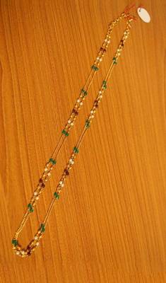 Multicolour Gold Look Two Line Necklace Set 3
