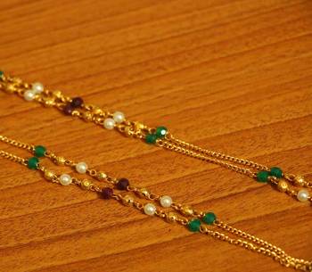 Multicolour Gold Look Two Line Necklace Set 4