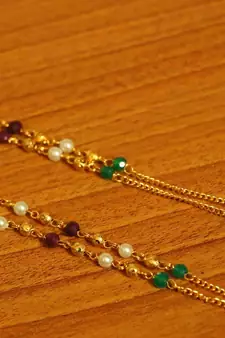 Multicolour Gold Look Two Line Necklace Set
