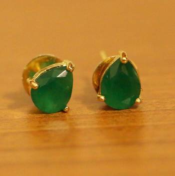 Single Stone Pear Shaped Emerald Earrings 1