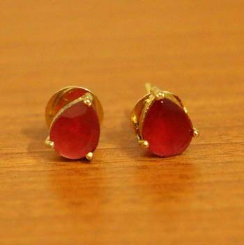Single Stone Pear Shaped Ruby Earrings 1