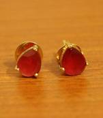 Single Stone Pear Shaped Ruby Earrings