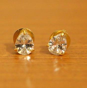 Solitaire Look Pear Shaped Single Stone Earrings 1