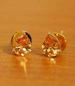 Single Stone Pear Shaped Champagne Earrings