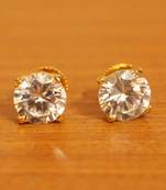 Solitaire Look Gold Plated American Diamond Studs