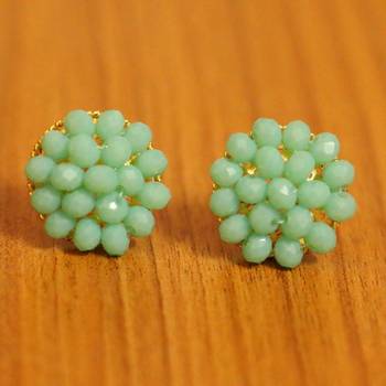 Turquoise Crystal Beaded Earrings 1
