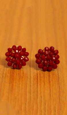 Red Crystal Beaded Earrings 1