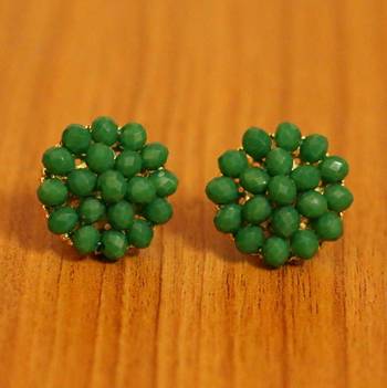 Green Crystal Beaded Earrings 1