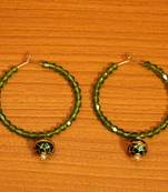 Green Crystal Beaded Hoop Earrings