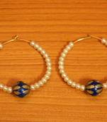 Blue Meenakari  And  Pearl Beaded Earrings