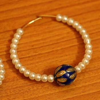 Blue Meenakari  And  Pearl Beaded Earrings 2