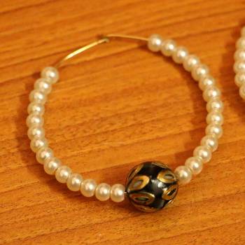 Black Meenakari  And  Pearl Beaded Earrings 2