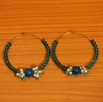 Blue Crystal Embedded Hoops 1