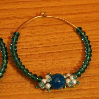 Blue Crystal Embedded Hoops 2