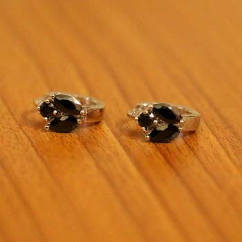 Black Onyx Silver Plated Earrings 1