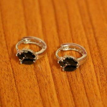 Black Onyx Silver Plated Earrings 2