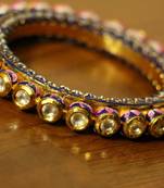 Pink Kundan Meenakari Royal Pacheli Bangle