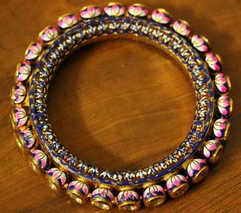 Pink Kundan Meenakari Royal Pacheli Bangle 2