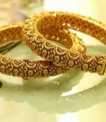 Gold Look Antique Carved Bangle