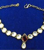 Ethnic India Gold Plated Marron Kundan Armband Bajubandh A0030