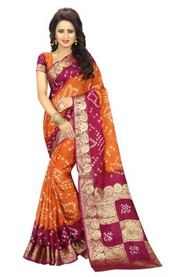 Multicolor hand woven art silk saree with blouse 1