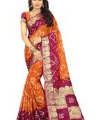 Multicolor hand woven art silk saree with blouse
