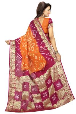 Multicolor hand woven art silk saree with blouse 2