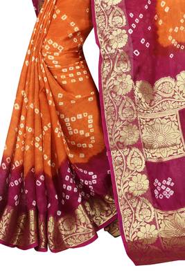 Multicolor hand woven art silk saree with blouse 3