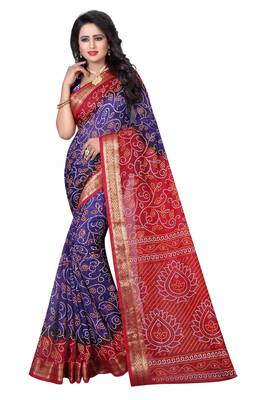 Multicolor hand woven art silk saree with blouse 1
