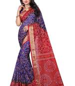 Multicolor hand woven art silk saree with blouse
