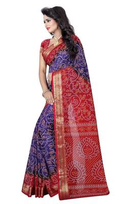 Multicolor hand woven art silk saree with blouse 4