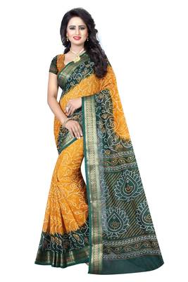 Multicolor hand woven art silk saree with blouse 1