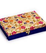 Floral Embroidered Blue And Beige Gift Box