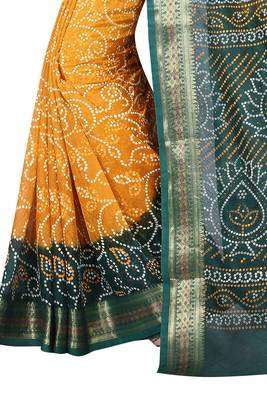 Multicolor hand woven art silk saree with blouse 3