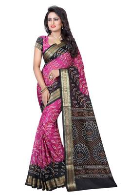 Multicolor hand woven art silk saree with blouse 1