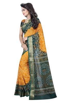 Multicolor hand woven art silk saree with blouse 4