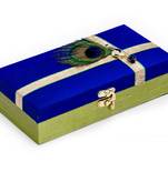 Peacock Feather Embellished Blue Gift Box