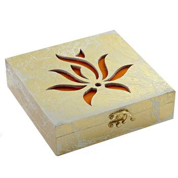 Laser Cut Lotus Motif Golden Gift Box 1