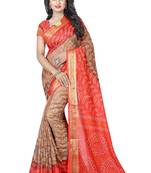 Multicolor hand woven art silk saree with blouse