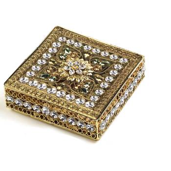 Transparent Stone Studded Golden Gift Box 1