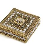 Transparent Stone Studded Golden Gift Box