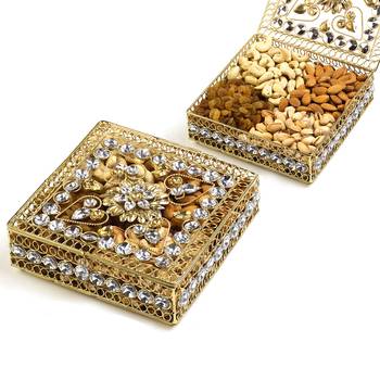 Transparent Stone Studded Golden Gift Box 2