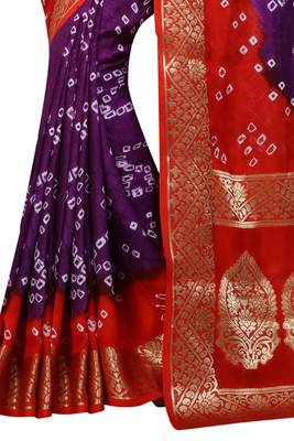 Multicolor hand woven art silk saree with blouse 3