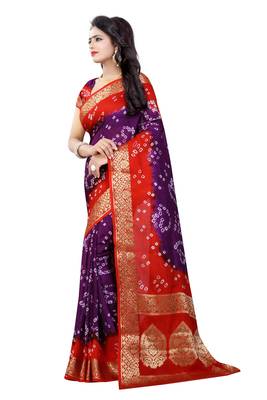 Multicolor hand woven art silk saree with blouse 4