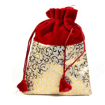 Golden Print Red Stylish Pouch Bag 1