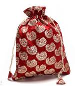 Paisley Brocade Work Red Pouch Bag
