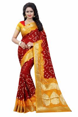 Multicolor hand woven art silk saree with blouse 1